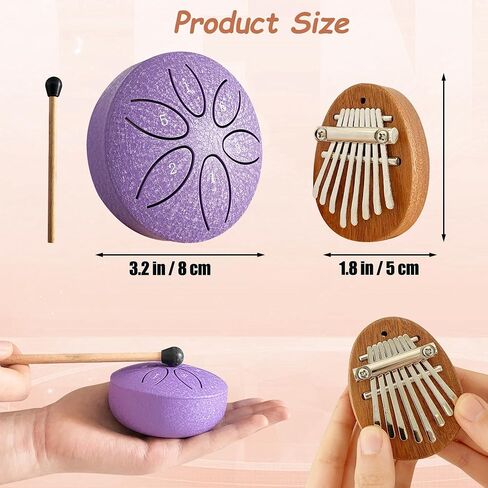 طبل Mini Rain Mini Jongdari و Calimba Thumb Piano ، 2pcs Mini Musical الآلات الموسيقية 8 مفتاح الرائع البيانو للإبهام و 3 بوصات in Saudi Arabia