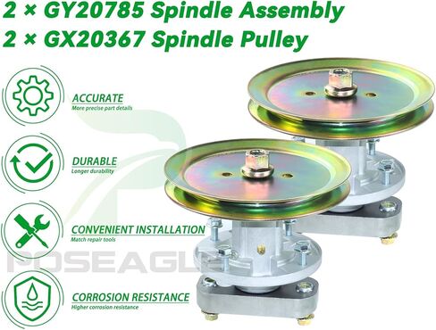 Pre-Greased GY20785 Spindle Assembly with GX20367 Spindle Pulley Replace GY20050 UC23728 for John Deere L100 L105 L107 L108 L110 L111 L118 108-14.5 108-17HS 1642HS L17.542 L1742 Lawn Tractors in Kuwait