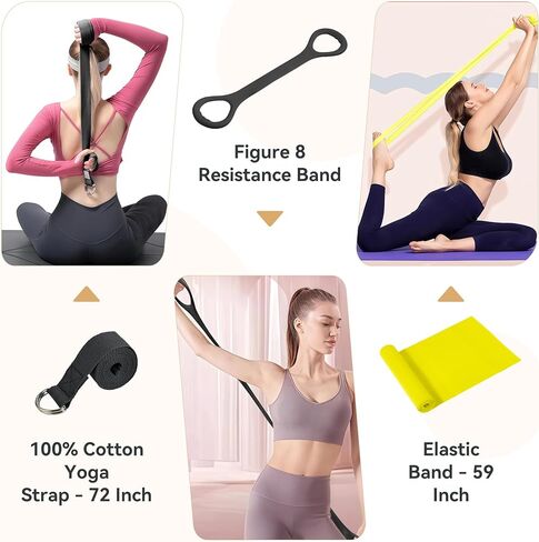 HASHMUST Pilates Ring Kit 12 PCS for Women, Home Workout Equipment with Magic Circle, Mini Exercise Ball, Resistance Bands, Massage Lacrosse, Yoga Strap, Full-Body Fitness Set for Toning & Gift in Saudi Arabia