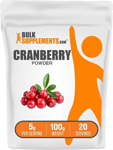 BulkSupplements.com Cranberry Powder - Cranberry Supplements for Women & Men, Dried Cranberries Unsweetened - Gluten Free & Sugar Free, 5g per Serving, 500g (1.1 lbs) (Pack of 1) in Saudi Arabia