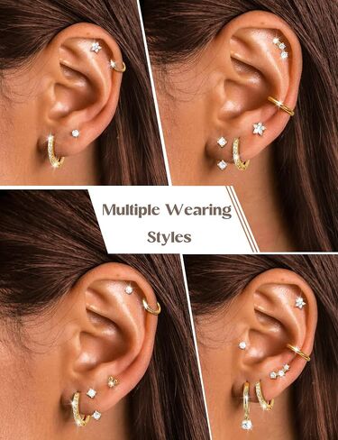 jstyle hypoallergenic الجراحية الأقراط الفولاذية للنساء 14K حلق الذهب مجموعة مجموعة من الفولاذ المقاوم للصدأ الأقراط in Saudi Arabia