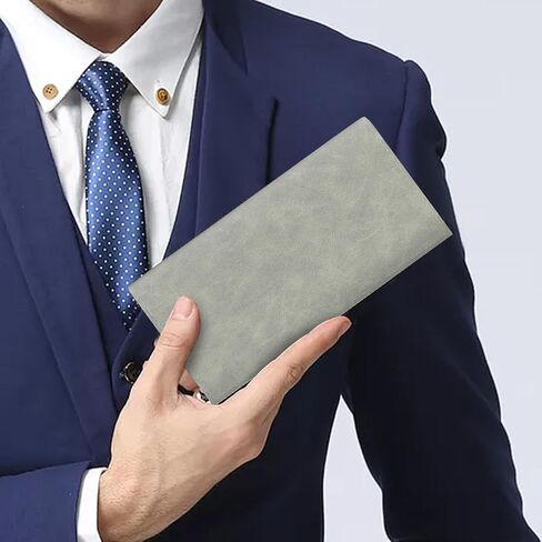Mens Wallet, PU Leather Card Wallet Card Holder Wallet with Multiple Card Slots for Men, Long Bifold Travel Wallet Slim Wallet with ID Window for Travel, Date (black) in Saudi Arabia