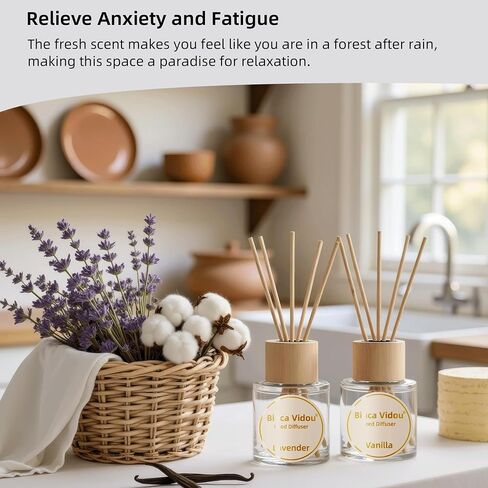 Binca Vidou Reed Diffuser Set, Lavender Osmanthus Orange & Lemon Natural Scent Oil Diffusers with Sticks for Home Office Bathroom Aromatherapy Decor 1.69oz x 3 in Saudi Arabia
