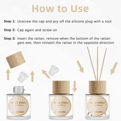 Binca Vidou Reed Diffuser Set, Lavender Osmanthus Orange & Lemon Natural Scent Oil Diffusers with Sticks for Home Office Bathroom Aromatherapy Decor 1.69oz x 3 in Saudi Arabia