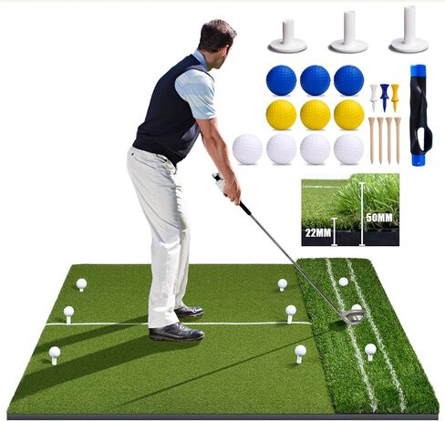SIOTMERA 23x16IN & 5x4FT Golf Mat, Dual-Turf Golf Hitting Mat with High-Elasticity EVA Anti-Slip Bottom, Anti-Deformation,Reinforced Glue, Ideal for Swing,Chipping Practice,Indoor/Outdoor in Kuwait