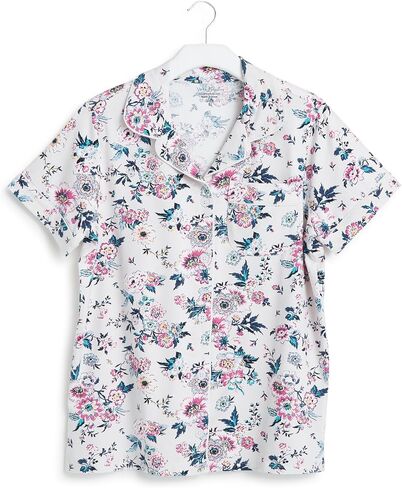 Vera Bradley Women's Cotton Pajama Short Sleeve Button-Up Shirt, Flamingo Garden in Saudi Arabia