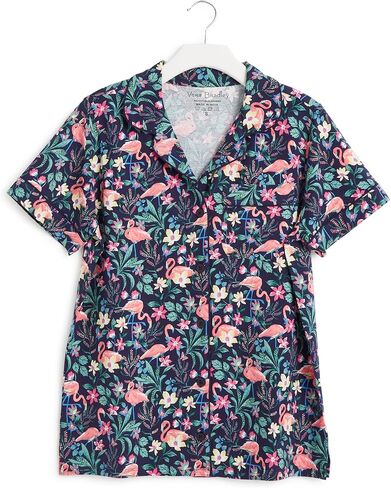 Vera Bradley Women's Cotton Pajama Short Sleeve Button-Up Shirt, Flamingo Garden in Saudi Arabia