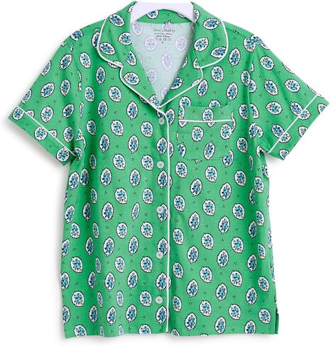 Vera Bradley Women's Cotton Pajama Short Sleeve Button-Up Shirt, Flamingo Garden in Saudi Arabia
