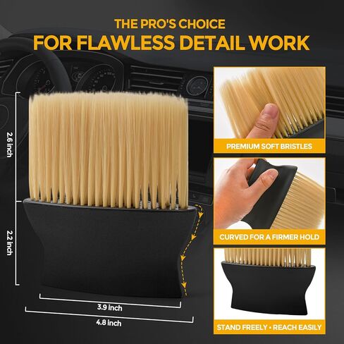 Car Interior Detailing Brush - Soft Bristle Car Interior Cleaning Brush with Handle, Auto Detailing Brushes Dusting Car Accessories for Dashboard, AC Vents, Leather, Keyboard, Scratch-Free in Saudi Arabia