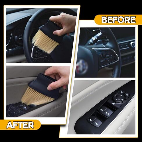 Car Interior Detailing Brush - Soft Bristle Car Interior Cleaning Brush with Handle, Auto Detailing Brushes Dusting Car Accessories for Dashboard, AC Vents, Leather, Keyboard, Scratch-Free in Saudi Arabia