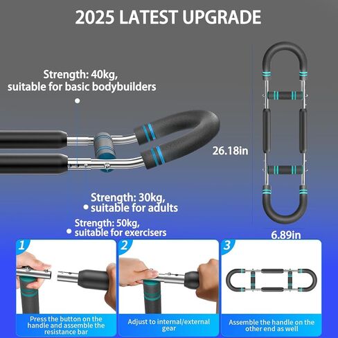 Saker Twister Arm Trainer, 40-100lb Adjustable Chest Workout Equipment Power Twist Arm Trainer, Forearm Strengthener, Portable Spring Resistance for Home Fitness in Saudi Arabia
