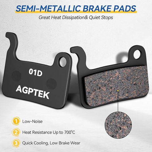 AGPTEK Bike Brake Pads, High-Performance Bicycle Brake Pad, 4 Pairs Semi-Metallic Bike Pad for Mountain Bike Disc Brakes, Compatible with Shimano Deore XT SLX Hone Alfine Saint in Saudi Arabia