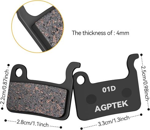 AGPTEK Bike Brake Pads, High-Performance Bicycle Brake Pad, 4 Pairs Semi-Metallic Bike Pad for Mountain Bike Disc Brakes, Compatible with Shimano Deore XT SLX Hone Alfine Saint in Saudi Arabia