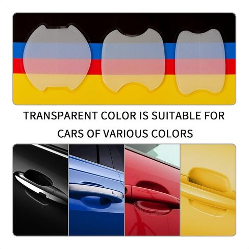 Tangsen 4pcs Universal 3D Carbon Fiber Texture Automotive Door Cup Handle Grant Paint Grotector Cover Scratch Non-Marking Whith White Tervision (S) in Kuwait