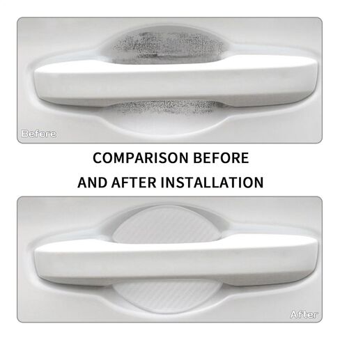 Tangsen 4pcs Universal 3D Carbon Fiber Texture Automotive Door Cup Handle Grant Paint Grotector Cover Scratch Non-Marking Whith White Tervision (S) in Kuwait