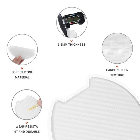 Tangsen 4pcs Universal 3D Carbon Fiber Texture Automotive Door Cup Handle Grant Paint Grotector Cover Scratch Non-Marking Whith White Tervision (S) in Kuwait