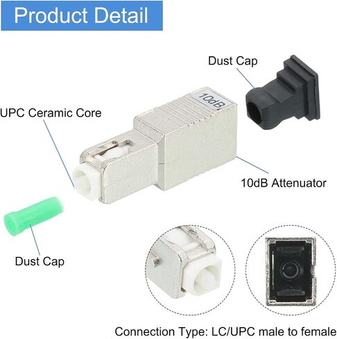 MECCANIXITY 3dB SC Fiber Attenuator, SC/APC SM Single Mode Fixed Fiber Optic Attenuator Male to Female for Fiber Optic Transmission Pack of 5 in Saudi Arabia