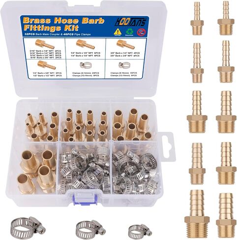Kootans 32PCS Brass خرطوم Barb Barbrabs Barb to NPT Male Thread Adapter Kit 3/16 "1/4" 5/16 "3/8" in Kuwait