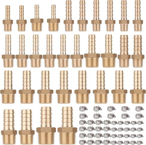 Kootans 32PCS Brass خرطوم Barb Barbrabs Barb to NPT Male Thread Adapter Kit 3/16 "1/4" 5/16 "3/8" in Kuwait