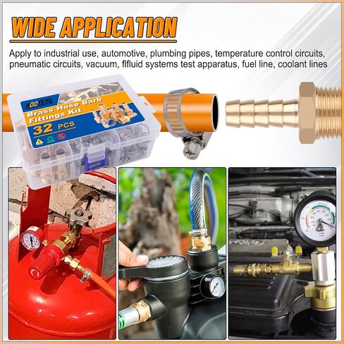 Kootans 32PCS Brass خرطوم Barb Barbrabs Barb to NPT Male Thread Adapter Kit 3/16 "1/4" 5/16 "3/8" in Kuwait