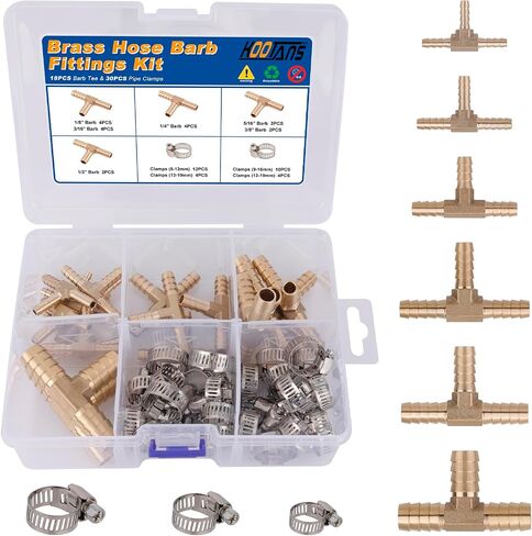 Kootans 32PCS Brass خرطوم Barb Barbrabs Barb to NPT Male Thread Adapter Kit 3/16 "1/4" 5/16 "3/8" in Kuwait