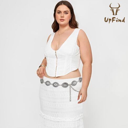 Women Western Metal Chain Belt Concho Belt Cowgirl Waist Link for Jeans Dresses Concert Boho in Kuwait