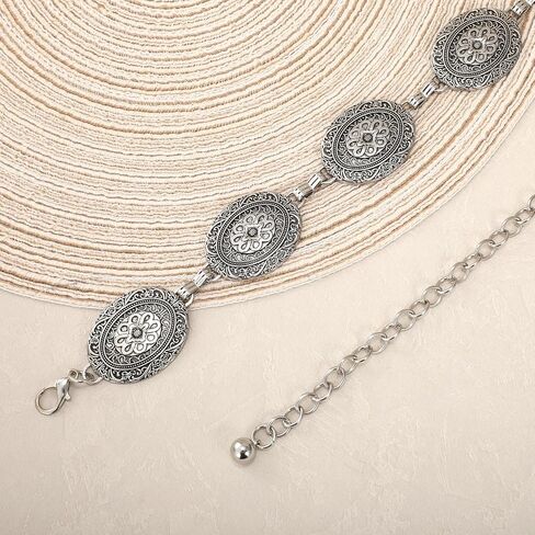 Women Western Metal Chain Belt Concho Belt Cowgirl Waist Link for Jeans Dresses Concert Boho in Kuwait