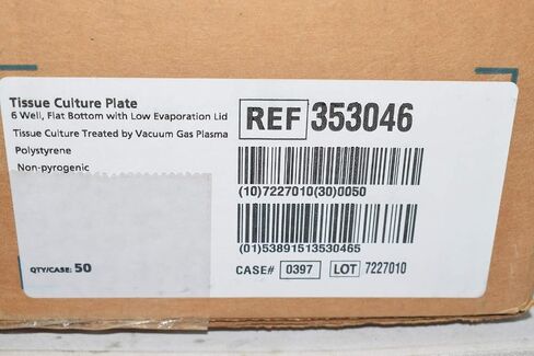 BD 353046 Falcon Clear Polystyrene 6 لوحة ثقافة الخلية بئر مع غطاء ، حجم 15.5 مل ، شكل قاع مسطح (حالة 50) in Saudi Arabia