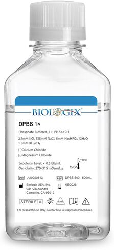 DPBS Buffer ، 1x Dulbecco's Phosphered-Covered Saline بدون الكالسيوم والمغنيسيوم ، الرقم الهيدروجيني 7.4 ، التعقيم ، مرشح 0.1um ، 500 مل. in Saudi Arabia