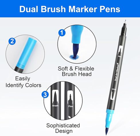 Dual Brush Marker Pens, 120 Colors Art Markers with Fine and Brush Tip Coloring Markers for Adults, Markers for Journaling Calligraphy Drawing Sketching Doodling Illustrating in Saudi Arabia