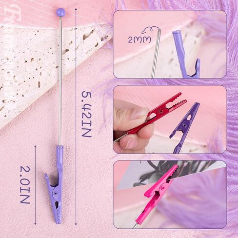 Framendino, 6 Pack Beaded Alligator Clips Long Tailed Clamp Photo Clip Holder Card for Garden Office Crafts in Saudi Arabia