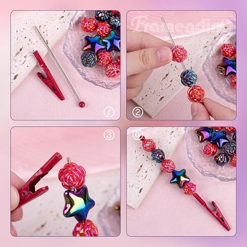 Framendino, 6 Pack Beaded Alligator Clips Long Tailed Clamp Photo Clip Holder Card for Garden Office Crafts in Saudi Arabia