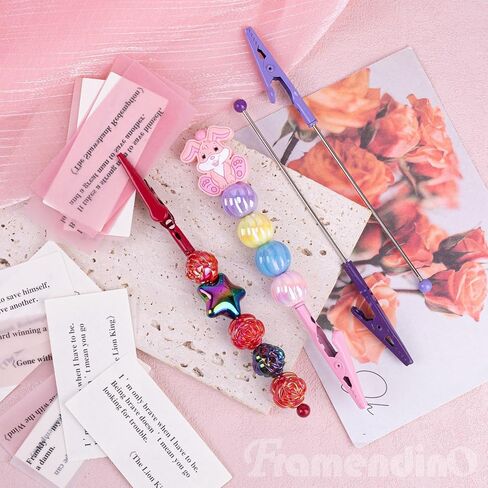 Framendino, 6 Pack Beaded Alligator Clips Long Tailed Clamp Photo Clip Holder Card for Garden Office Crafts in Saudi Arabia