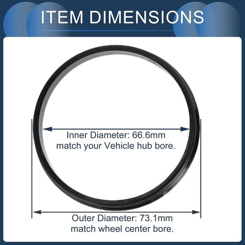 Hub Centric Rings,66.5mm ID 73.1mm OD Car Wheel Hubrings ABS Plastic Black,4pcs in Saudi Arabia