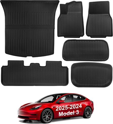 Floor Mats for New 2025-2026 Tesla Model Y Juniper, Set of 6 All Weather Thicken TPE Floor Mats Waterproof Anti-Slip Front & Rear Trunk Mats Liners, Custom Fit for Tesla Model Y Accessories in Saudi Arabia