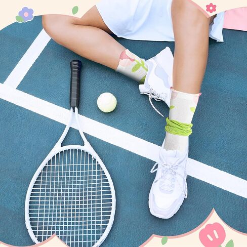 5 Pairs Floral Socks Cotton Sock Crew Socks Novelty Ankle Athletics Sock for Women Teen Girls in Saudi Arabia
