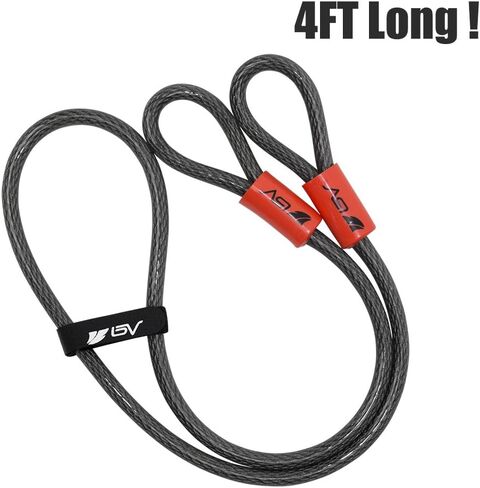 BV Heavy-Duty 4FT Security Cable Lock with Loops - 10mm (3/8 Inch) Cut-Resistant Braided Steel Cable - Versatile & Weatherproof - Security Chain for Padlock, Chain Lock, Wire Lock in Saudi Arabia