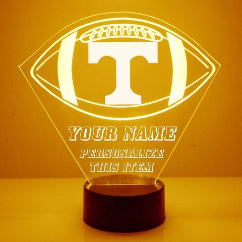 Custom Tennessee Volunteers Football LED Sign Night Light Lamp with Remote, Light Up Display with Personalized Name or Image, Customized, Made in The USA, Clear Acrylic Home Decor, 16 Colors, 4 Modes in Saudi Arabia
