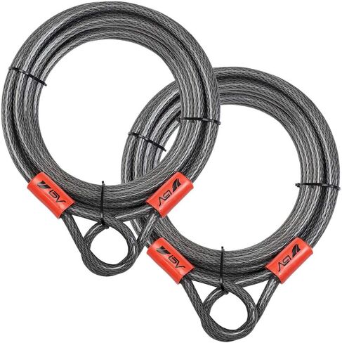 BV Heavy-Duty 4FT Security Cable Lock with Loops - 10mm (3/8 Inch) Cut-Resistant Braided Steel Cable - Versatile & Weatherproof - Security Chain for Padlock, Chain Lock, Wire Lock in Saudi Arabia