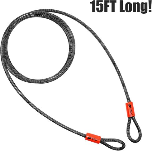 BV Heavy-Duty 4FT Security Cable Lock with Loops - 10mm (3/8 Inch) Cut-Resistant Braided Steel Cable - Versatile & Weatherproof - Security Chain for Padlock, Chain Lock, Wire Lock in Saudi Arabia