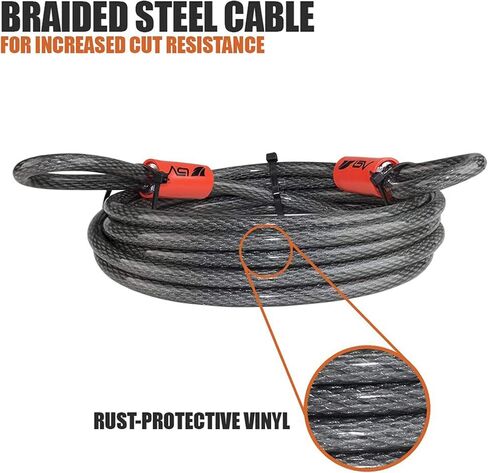 BV Heavy-Duty 4FT Security Cable Lock with Loops - 10mm (3/8 Inch) Cut-Resistant Braided Steel Cable - Versatile & Weatherproof - Security Chain for Padlock, Chain Lock, Wire Lock in Saudi Arabia