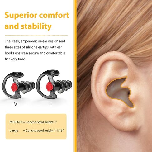 Zeadio Triple Flanged Earpiece, Comfortable Silicone Earmould Earbud Earplug - Black, Medium, Pair of 4 in Saudi Arabia