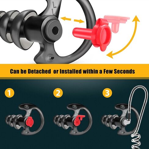 Zeadio Triple Flanged Earpiece, Comfortable Silicone Earmould Earbud Earplug - Black, Medium, Pair of 4 in Saudi Arabia