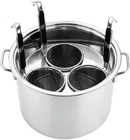 Pasta Pots Commercial Stainless Steel Set,3 Holes Insert Set with Divider and Colander Strainer,for Household Kitchen Restaurant Cooking in Saudi Arabia