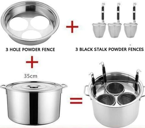 Pasta Pots Commercial Stainless Steel Set,3 Holes Insert Set with Divider and Colander Strainer,for Household Kitchen Restaurant Cooking in Saudi Arabia