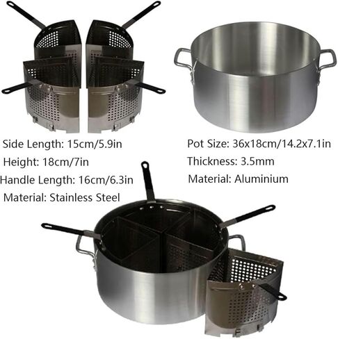 Pasta Pots Pasta Cooker Insert Set, 20 Quart Aluminum Pasta And Vegetable Cooker Dumpling Maker With 4 Stainless Steel Insert Filter Baskets, Commercial Grade in Saudi Arabia