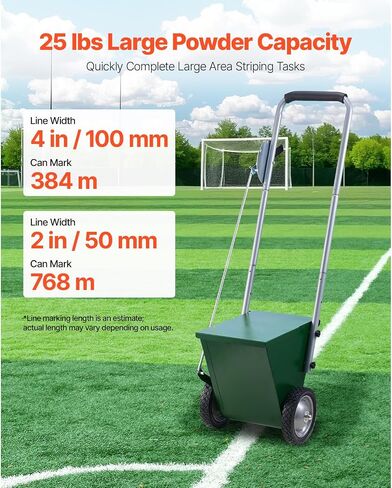 Happybuy Dry Line Marker, 2-Wheel, 2 or 4 in Lines, Adjustable Chalker, with Rubber Handle, 25 lbs Capacity, for Baseball & Softball Infield, Green in Saudi Arabia