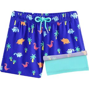 BRISIRA Boys Swim Trunks Swim Shorts with Compression Liner Stretch Bathing Suit Swimsuit Toddler Kids Youth Teen Quick Dry in Kuwait