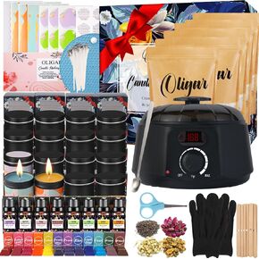 Complete Candle Making Kit with Wax Melter, Candle Making Supplies, Candle Making Kit for Adults,Beginners,Kids,Including Electric Stove,Wicks,Beeswax Wax,Rich Scents,Candle Tins,Dyes,Wick Clip in Saudi Arabia