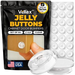 128 مصدات باب خزانة لاصقة ذاتية - منصات مطاطية لزجة سيليكون صافية لأدراج الأثاث ، خزائن المطبخ ، ديكور ، حماية الجدار - Vellax in Kuwait